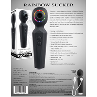 Evolved Rainbow Sucker Black 16.2 cm USB Rechargeable Massage Wand with Suction Tip