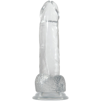 8" Crystal Clear Cock + Balls