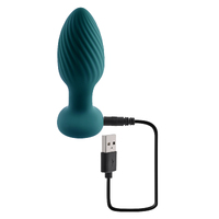 Playboy Pleasure SPINNING TAIL TEASER Blue 9.7 cm USB Rechargeable Vibrating & Rotating Butt Plug with Wireless Remote