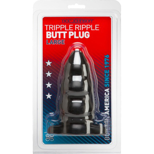 Triple Ripple Butt Plug - Large (Black)