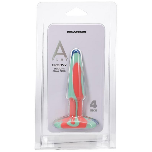 A-Play Groovy  Silicone Anal Plug  4 inch Sunrise