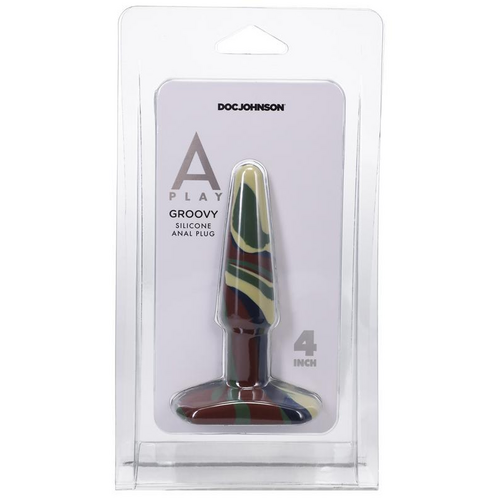 A-Play Groovy  Silicone Anal Plug  4 inch Camouflage