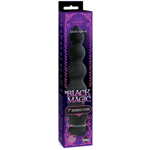 Black Magic 7 In. Ribbed Vibrator