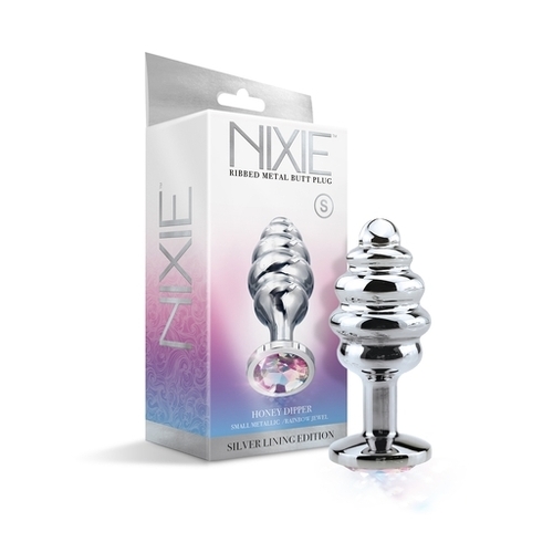 NIXIE RIBBED METAL BUTT PLUG HONEY DIPPER SMALL