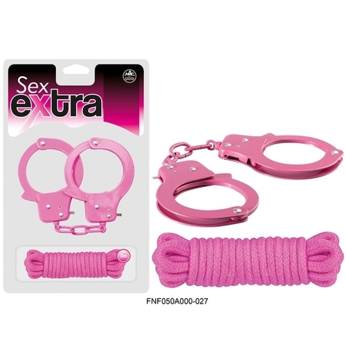 SEX EXTRA - METAL CUFFS & LOVE ROPE pink