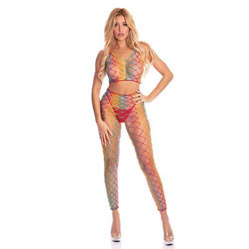 Rainbow 2 Pc Bodystocking OS