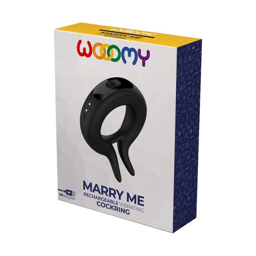 Wooomy Marry Me Rechargeable Vibrating Black Ring