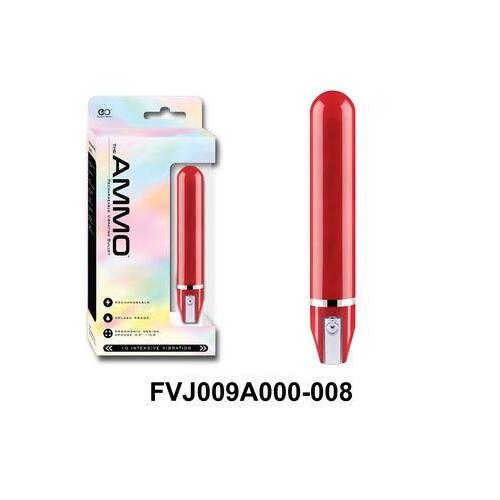 The Ammo 5" Glossy Finishing Rechargeable Vibrator Red