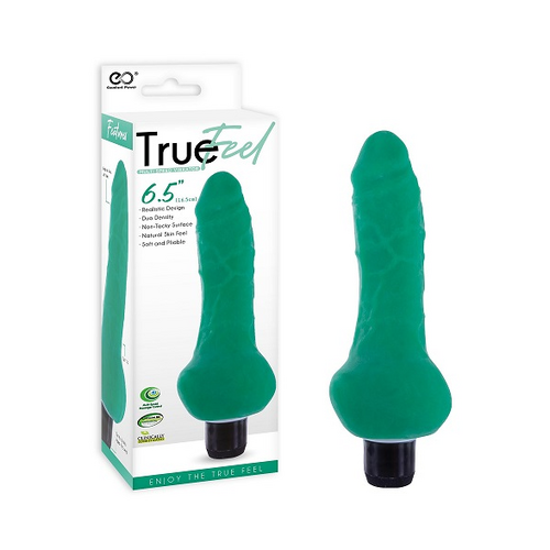 TRUE FEEL REALISTIC TPR VIBRATOR 6.5" - GREEN