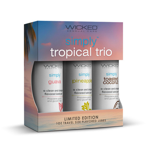 Wicked Simply Tropical Trio Flavoured Water Based Lubricants - Set of 3 x 30 ml Bottles