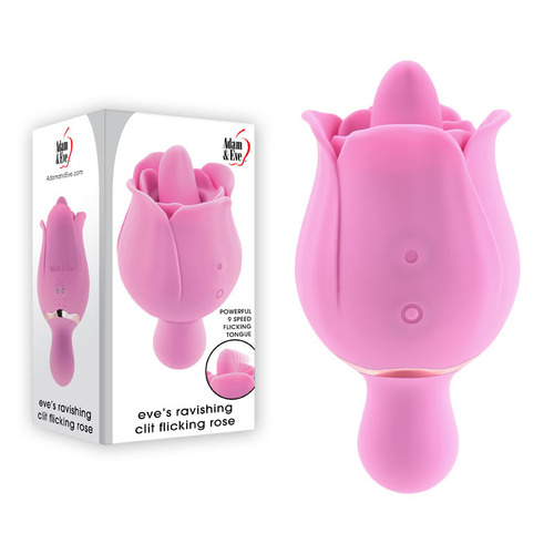 Adam & Eve EVES RAVISHING CLIT FLICKING ROSE Pink USB Rechargeable Rose Flicking Stimulator