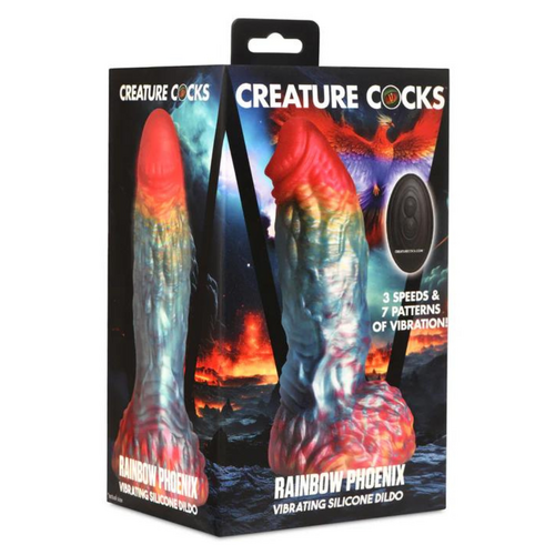 Creature Cock RAINBOW PHOENIX - 10X VIBRATING SILICONE DILDO