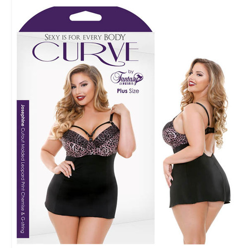 Curve Josephine Chemise/G-String Rose Leopard 1X/2X 