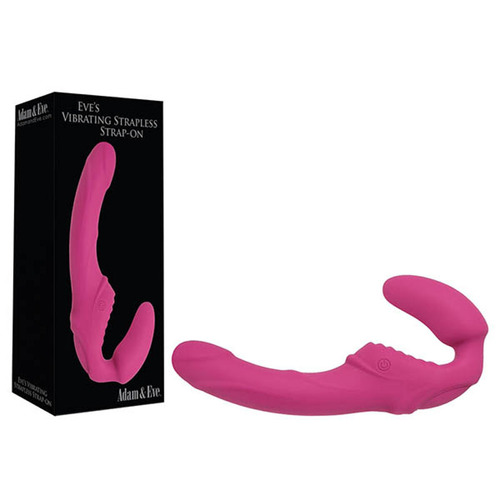 Adam & Eve Eve's Vibrating Strapless Strap-On Pink 22 cm (8.75'') USB Rechargeable Strapless Strap-On