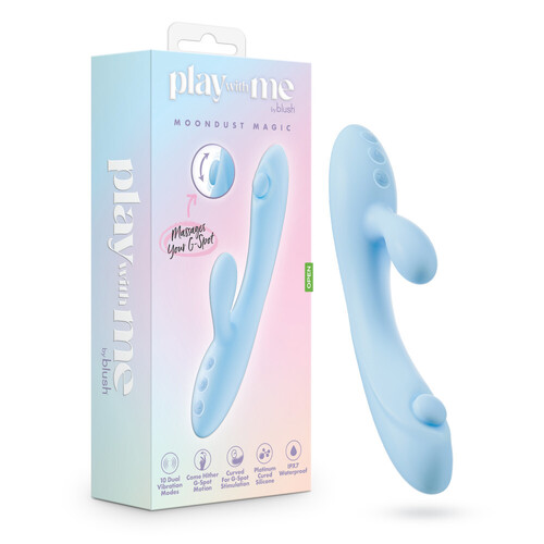 Play With Me - Moondust Magic Blue 20.3 cm USB Rechargeable Rabbit Vibrator