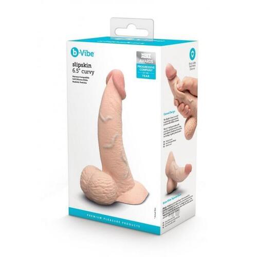 6.5" Slipskin Curved Silicone Cock