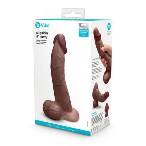 9" Slipskin Curved Silicone Cock