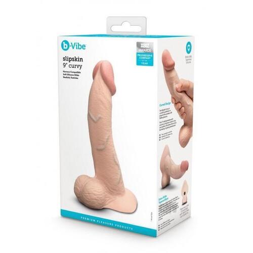 9" Slipskin Curved Silicone Cock