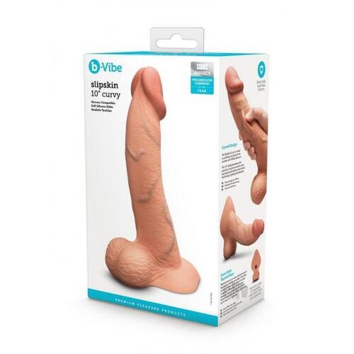 10" Slipskin Curved Silicone Cock