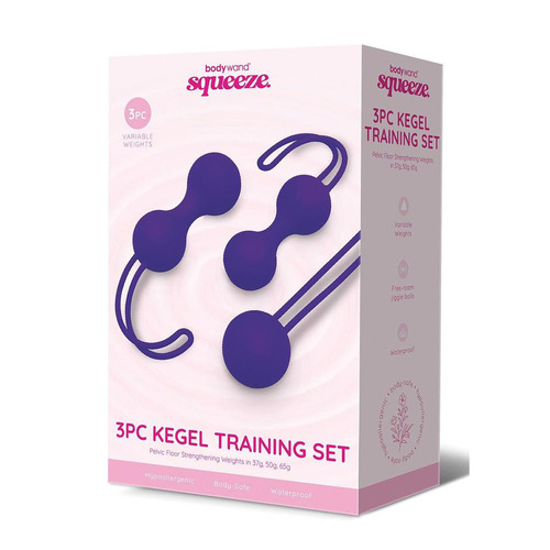 Bodywand Squeeze 3pc Kegel Training Set Purple Weighted Kegel Ball Set - 3 Piece Kit