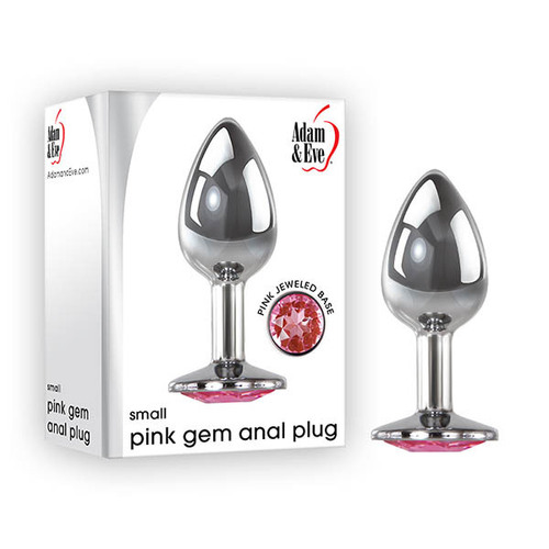 Adam & Eve Pink Gem Anal Plug - Small Silver Small 7.1 cm Metal Butt Plug with Pink Gem