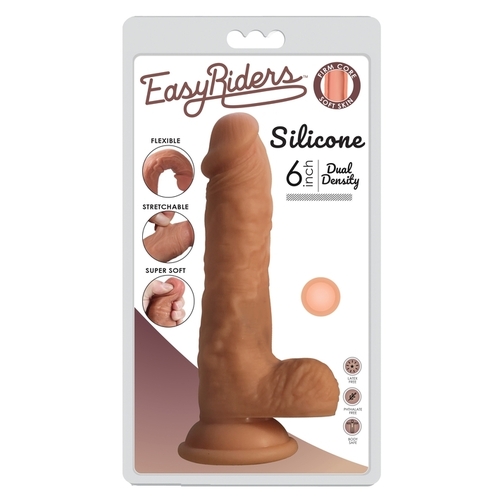 Easy Riders 6" DUAL DENSITY Silicone Dildo with Balls