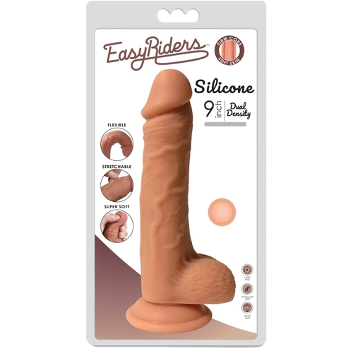 Easy Riders 9" DUAL DENSITY Silicone Dildo with Balls