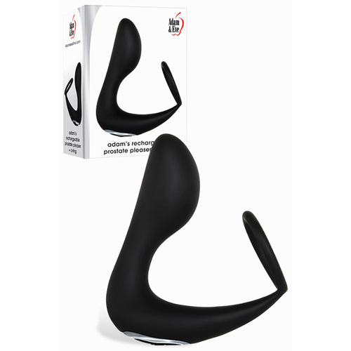 Adam & Eve Adam's Rechargeable Prostate Pleaser & C-Ring Black USB Rechargeable Anal Plug with Cock Ring