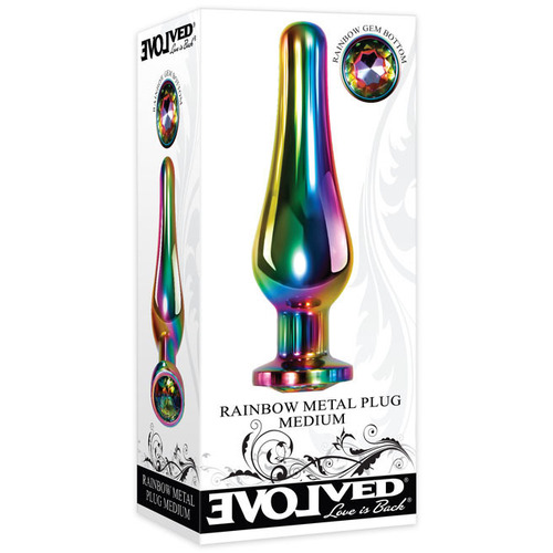 Medium Rainbow Metal Butt Plug