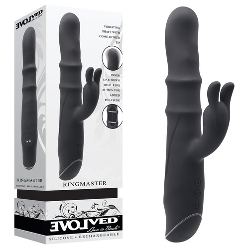 Evolved RINGMASTER Black 23.1 cm USB Rechargeable Rabbit Vibrator