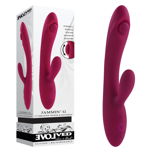 Evolved JAMMIN' G Burgundy 20.1 cm USB Rechargeable Rabbit Vibrator