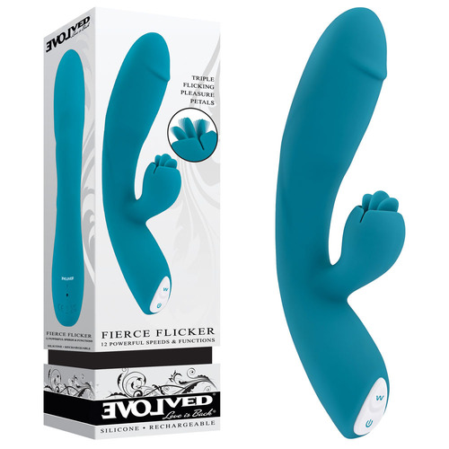 Evolved FIERCE FLICKER Blue 19.5 cm USB Rechargeable Rabbit Flicker Vibrator