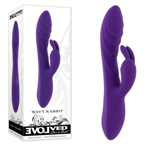 Evolved WAVY RABBIT Purple 20.6 cm USB Rechargeable Rabbit Vibrator