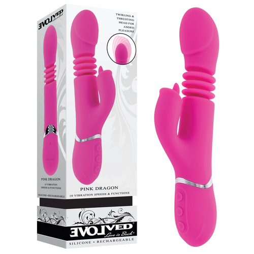 Evolved PINK DRAGON Pink 24.2 cm USB Rechargeable Thrusting Rabbit Vibrator