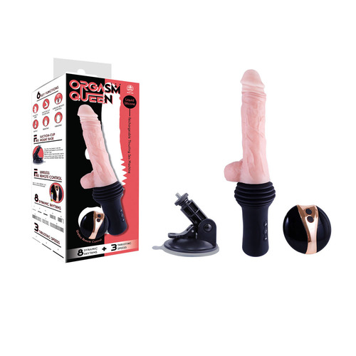 Orgasm Queen Thrusting Dildo Flesh USB Rechargeable Vibrating, Heating & Thrusting Dildo Machine with Remote Control