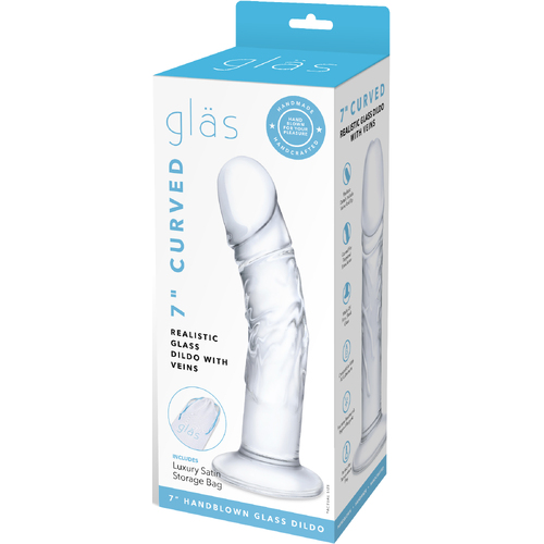 7" Curved Realistic Glass Dildo With Veins