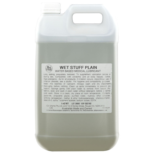 Wet Stuff Plain - 5kg Bottle Water Based Lubricant with Vitamin E - 5 kg Bottle