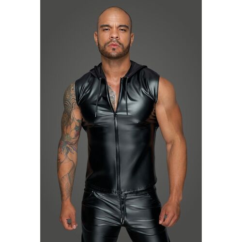 Powerwetlook Sleeveless Hooded Shirt w 2 Way Zipper M