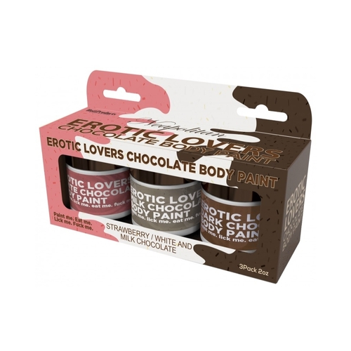 Erotic Chocolate Body Paints- White/ Milk Chocolate & Strawberry (3 Pack)