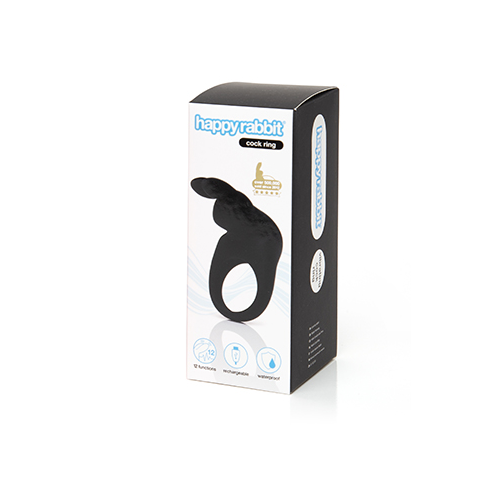 Happy Rabbit Rechargeable Vibrating Rabbit Cock Ring Black