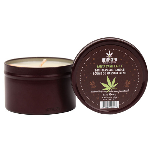 Hemp Seed 3-In-1 Massage Candle - Santa Came Early Honey, Cinnamon, Maple - 170 g