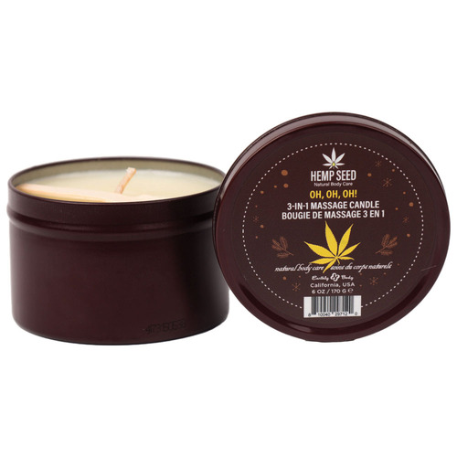 Hemp Seed 3-In-1 Massage Candle - Oh! Oh! Oh! Amber Musk, Warm Tobacco, Caramel Strands - 170 g