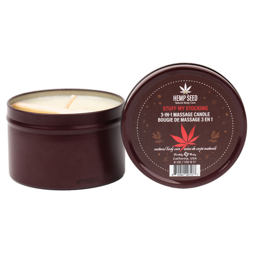 Hemp Seed 3-In-1 Massage Candle - Stuff My Stocking Pomegranate, Charred Firewood, Brown Sugar - 170 g