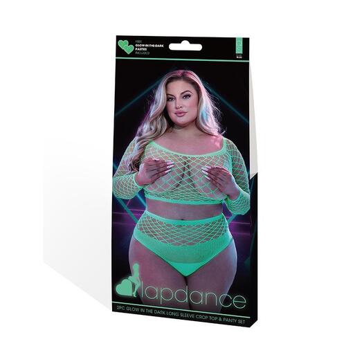 Lapdance 2pc Glow In The Dark Long Sleeve Crop Top/Panty Set Q