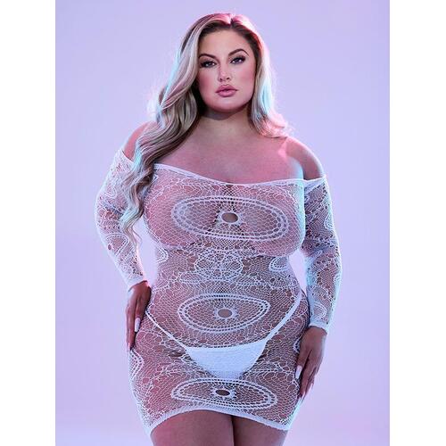 Lapdance Glow In The Dark Mini Dress/Off the Shoulder Sleeves Q