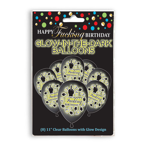 Happy Fucking Birthday Glow In The Dark Balloons Novelty Birthday Balloons - 8 Pack