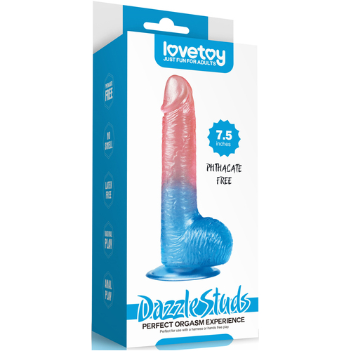 7.5" Dazzle Studs Dildo Pink/Blue 