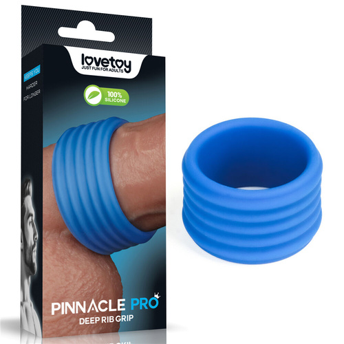 Pinnacle Pro Deep Rib Grip Blue Cock Ring