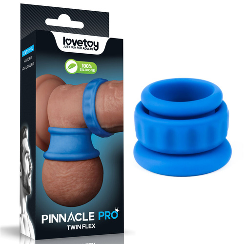 Pinnacle Pro Twin Flex Blue Cock & Balls Rings