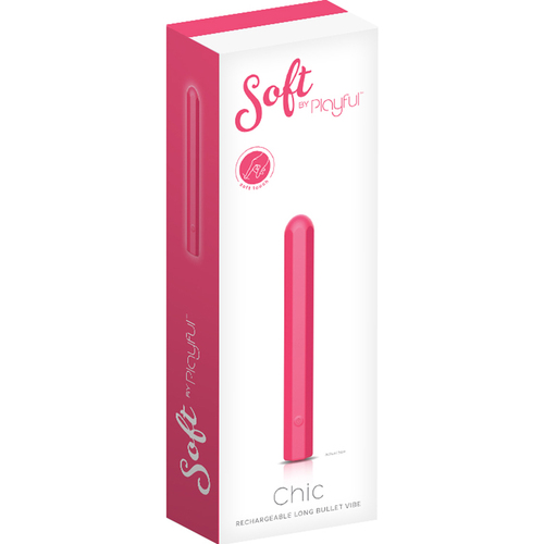 Soft by Playful Chic Rechargeable Long Bullet Vibe Coral Pink